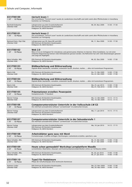 Studienverzeichnis Wintersemester 2009/10 [pdf] - Pädagogische ...