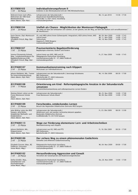 Studienverzeichnis Wintersemester 2009/10 [pdf] - Pädagogische ...