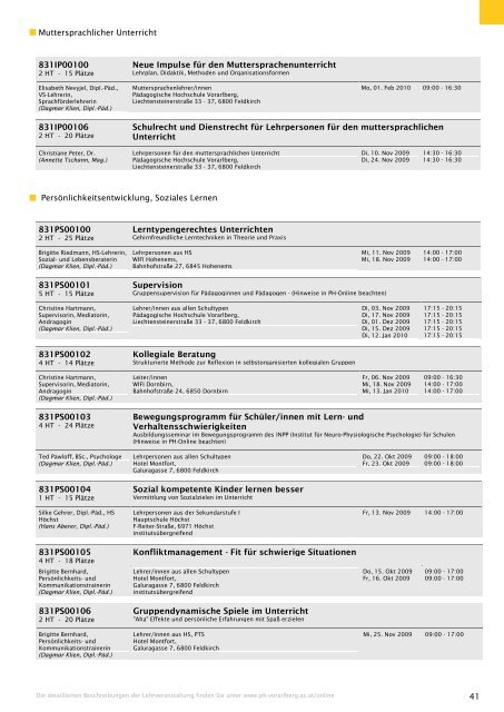 Studienverzeichnis Wintersemester 2009/10 [pdf] - Pädagogische ...