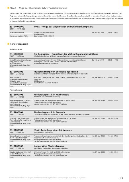 Studienverzeichnis Wintersemester 2009/10 [pdf] - Pädagogische ...