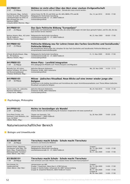 Studienverzeichnis Wintersemester 2009/10 [pdf] - Pädagogische ...