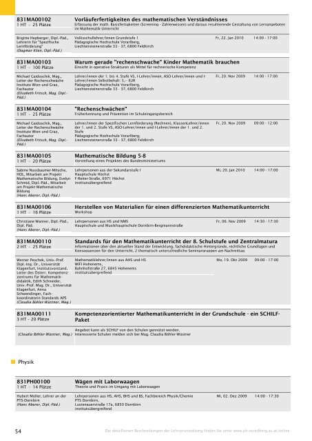 Studienverzeichnis Wintersemester 2009/10 [pdf] - Pädagogische ...