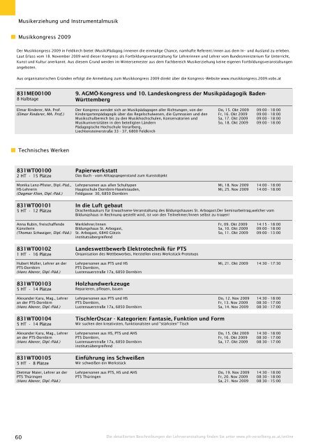 Studienverzeichnis Wintersemester 2009/10 [pdf] - Pädagogische ...