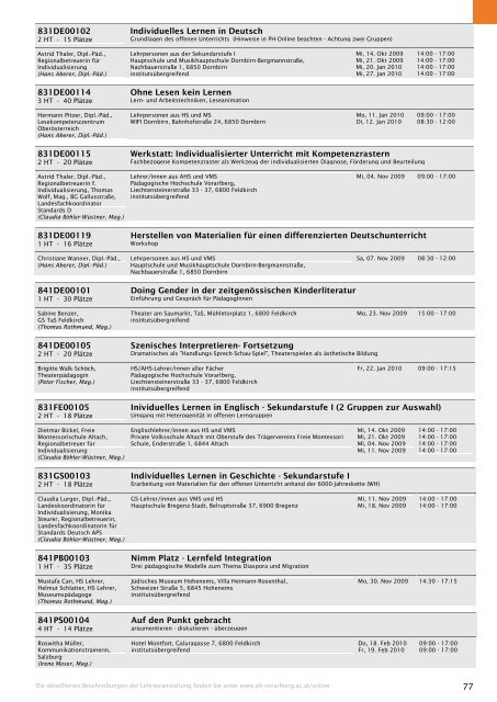 Studienverzeichnis Wintersemester 2009/10 [pdf] - Pädagogische ...