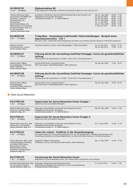 Studienverzeichnis Wintersemester 2009/10 [pdf] - Pädagogische ...