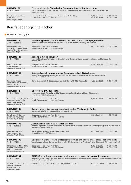 Studienverzeichnis Wintersemester 2009/10 [pdf] - Pädagogische ...