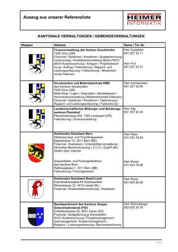 AUSZUG AUS UNSERER REFERENZLISTE - Heimer Informatik AG