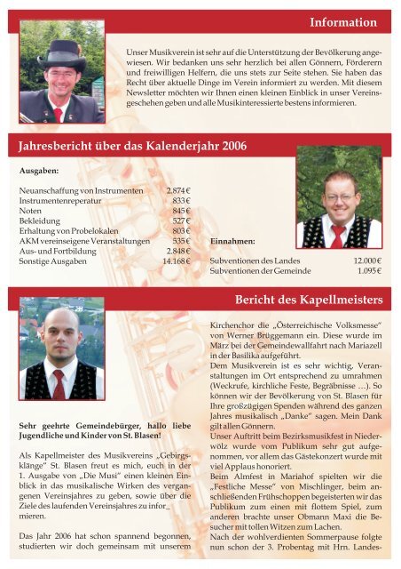 Die Musi, Ausgabe 2007 - Musikverein Gebirgsklänge St. Blasen