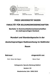 Sprachsituation in Südtirol - Freie Universität Bozen