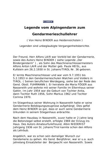 Legende vom Alpingendarm zum Gendarmerieschullehrer - QTH.at