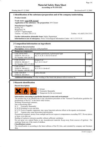 Material Safety Data Sheet