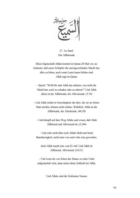 Und Allahs sind die Schönsten Namen (PDF) - Way to Allah