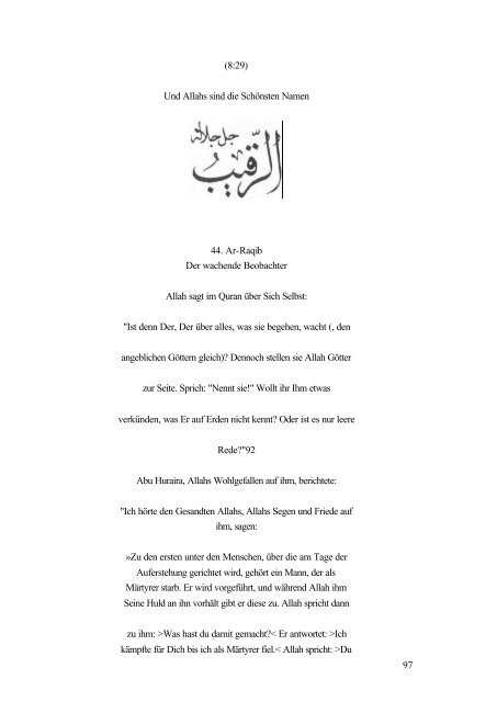 Und Allahs sind die Schönsten Namen (PDF) - Way to Allah