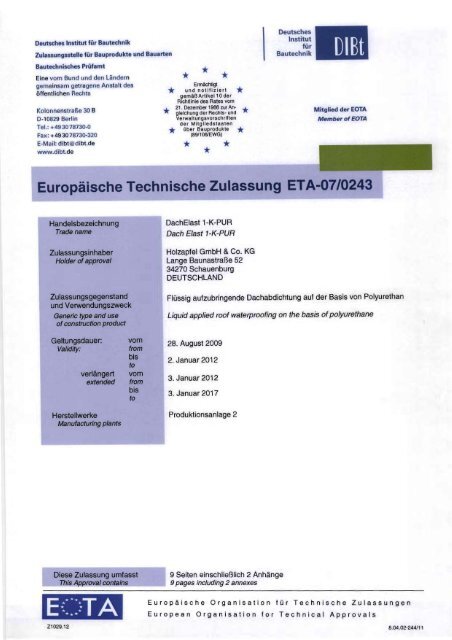 Europäische Technische Zulassung in der Kategorie W3 - Holzapfel ...