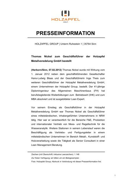 presseinformation - Holzapfel Group