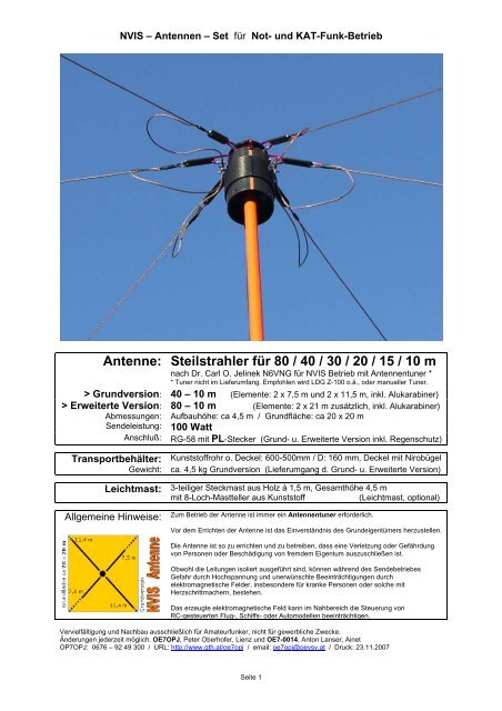 Antenne: Steilstrahler für 80 / 40 / 30 / 20 / 15 / 10 m - QTH.at