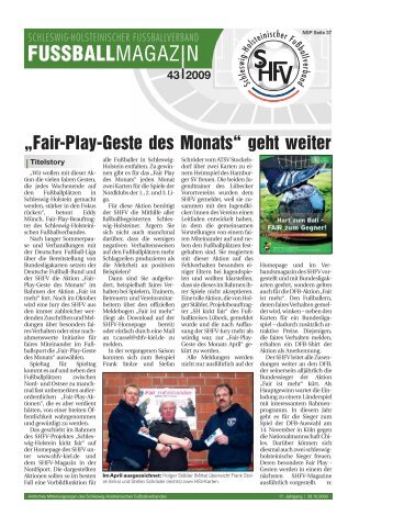 FUSSBALLMAGAZIN - Schleswig-Holsteinischer Fussballverband eV