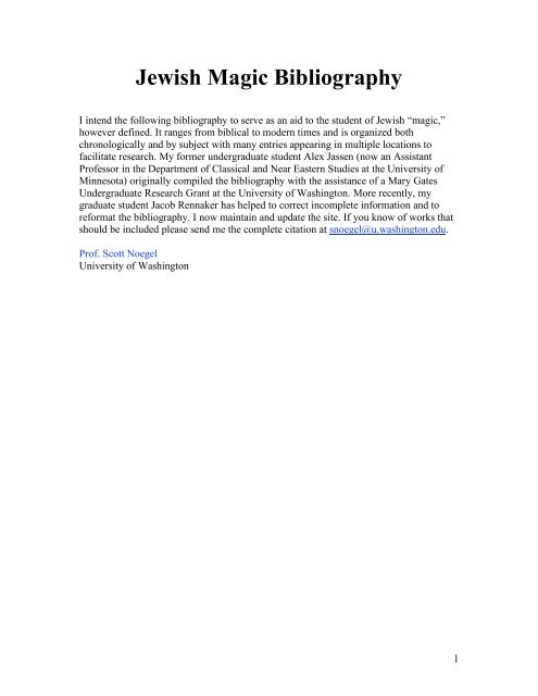 Jewish Magic Bibliography Michael S Heiser
