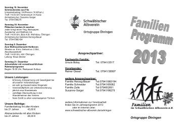 Familienprogramm 2013 - beim Schwäbischen Albverein