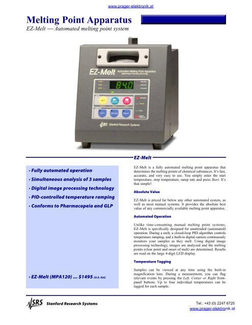 Melting Point Apparatus - Prager Elektronik