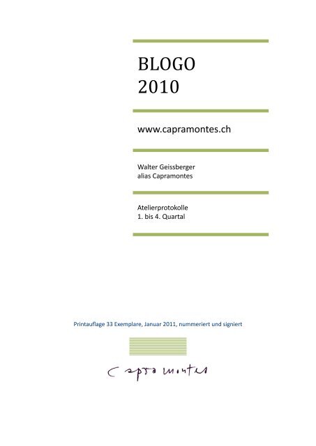 Atelierjournal Januar Bis Marz 2010 Pdf Capramontes Walter