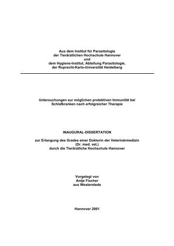 Aus dem Institut für Parasitologie der Tierärztlichen Hochschule