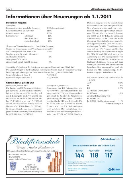 Ausgabe 1/2011 - Magdener Dorfzytig