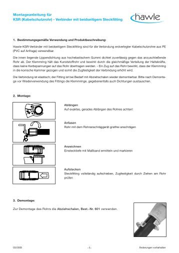 Steckfitting Kabel (pdf) - Hawle Armaturen