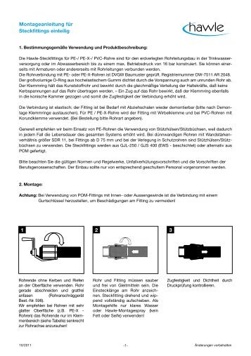 Steckfitting einteilig (pdf) - Hawle Armaturen