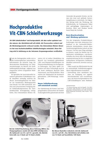 Hochproduktive Vit-CBN-Schleifwerkzeuge - Meister Abrasives AG