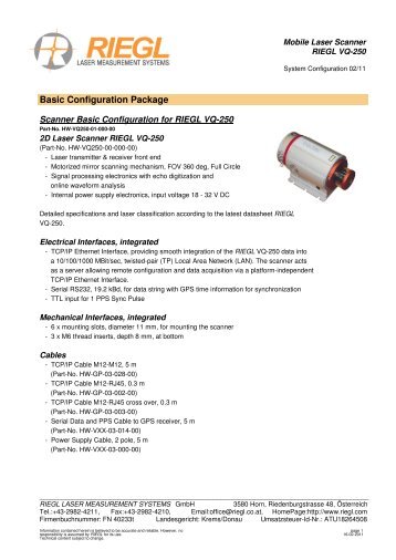 System Configuration RIEGL VQ-250