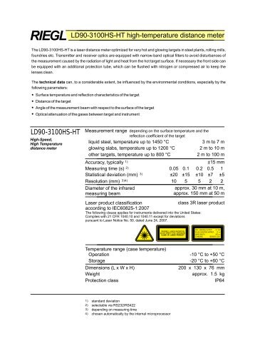 LD90-3100HS-HT high-temperature distance meter - Riegl