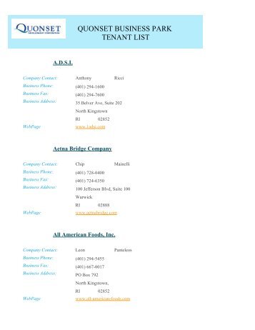 current Public Residents List (pdf) - Quonset Business Park