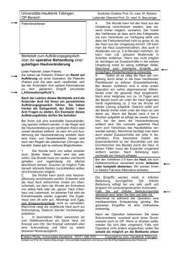 OP-Aufklärung gutartige Hautveränderungen - Universitäts ...