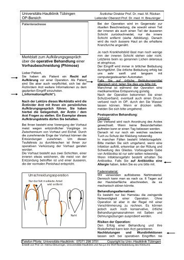 OP-Aufklärung Phimose - Universitäts-Hautklinik Tübingen