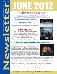 June 2012 Newsletter - Motorcycle Tour Guide Nova Scotia