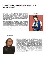 Ottawa Valley Motorcycle FAM Tour Rider Roster - Home | Ottawa ...