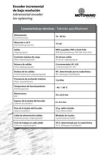 Características técnicas - Tekniske specifikationer ... - Motovario Group