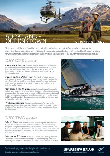 AUCKLAND – QUEENSTOWN 5-DAY ItInerArY - New Zealand