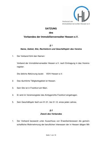 Satzung - Verband der Immobilienverwalter Hessen eV