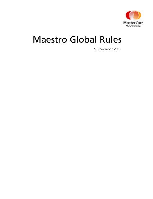 Maestro Global Rules (PDF) - MasterCard