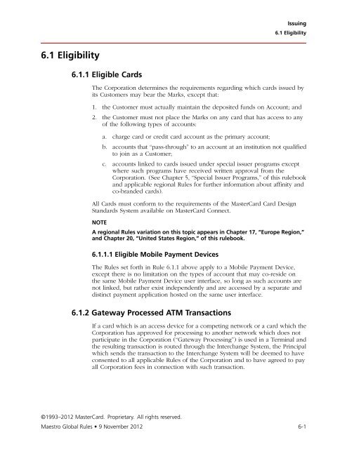 Maestro Global Rules (PDF) - MasterCard