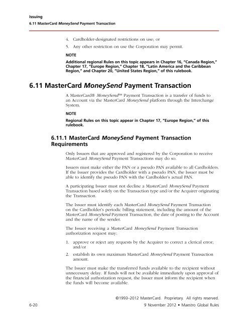 Maestro Global Rules (PDF) - MasterCard