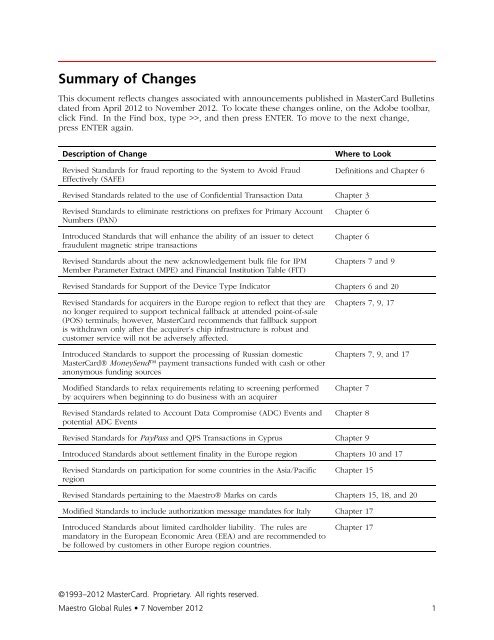 Maestro Global Rules (PDF) - MasterCard