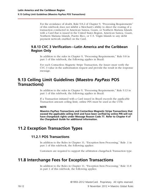 Maestro Global Rules (PDF) - MasterCard