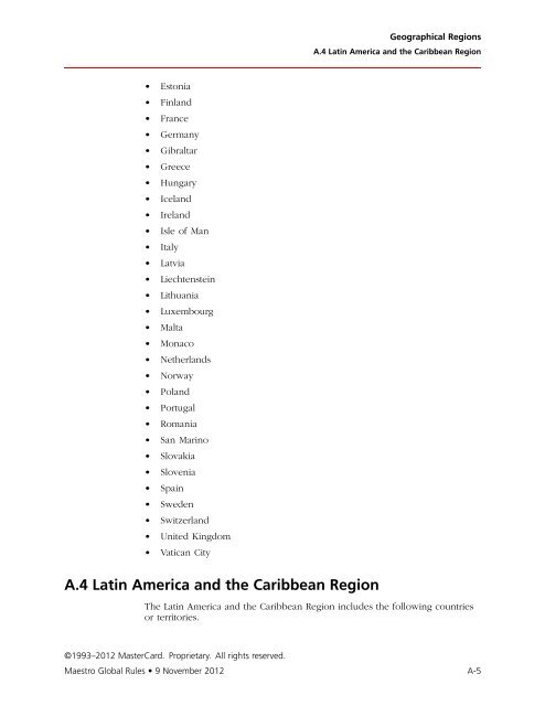 Maestro Global Rules (PDF) - MasterCard