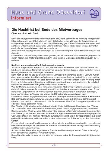 Die Nachfrist bei Ende des Mietvertrages - Haus und Grund ...