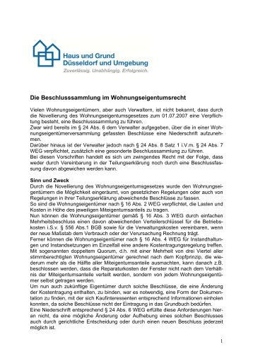 Die Beschlusssammlung im Wohnungseigentumsrecht - Haus und ...