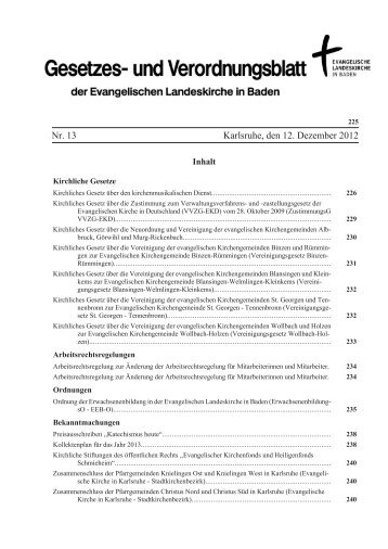 und Verordnungsblatt 13/2012 - Evangelische Landeskirche in Baden