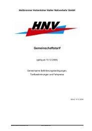 Gemeinschaftstarif - HNV - Heilbronner · Hohenloher · Haller ...